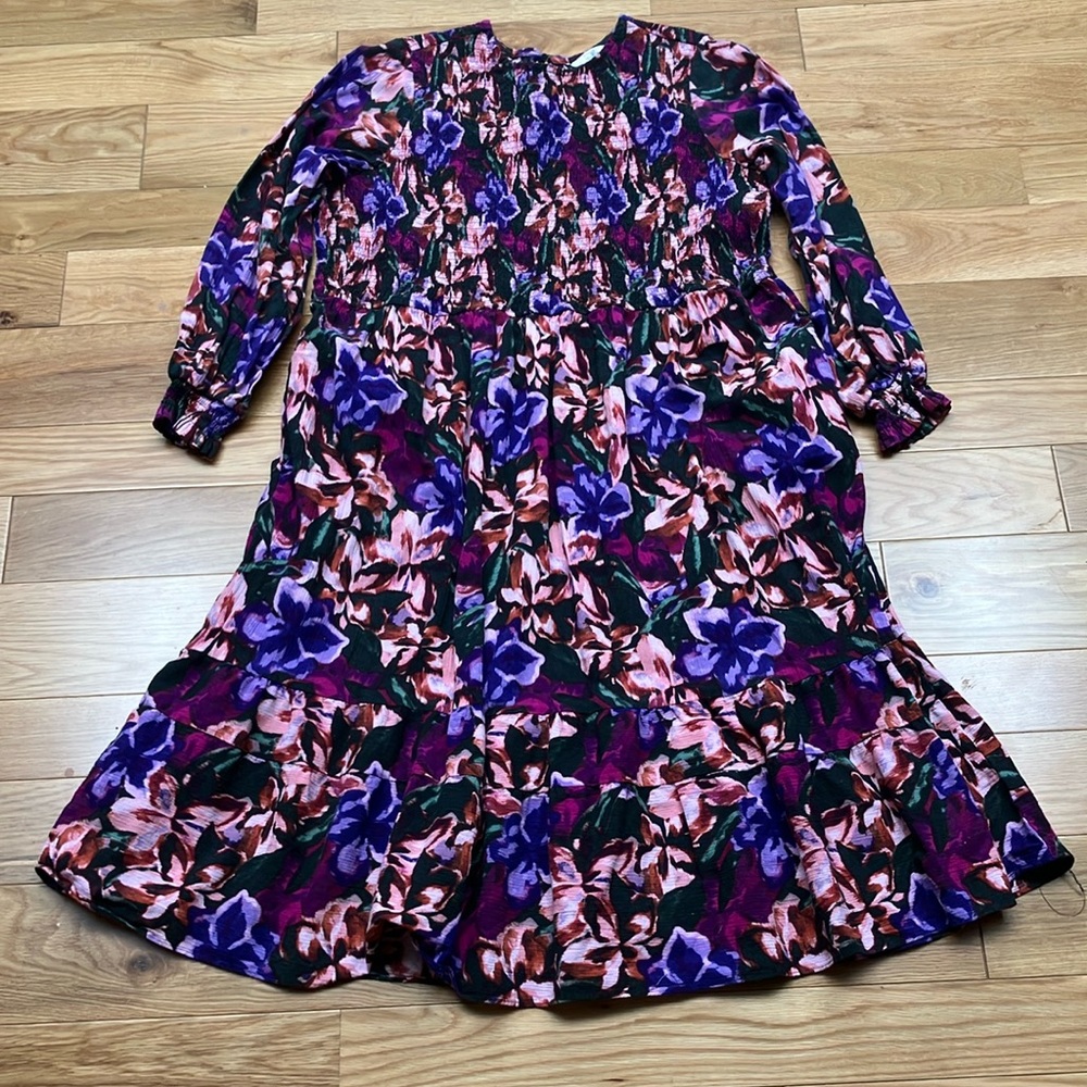 100% cotton floral smock Ed top dress with pockets! 2X